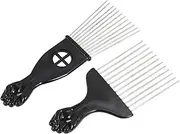 xinyee 2Pcs Mental Pick Comb African American Afro Comb Hair Brush Hairdressing Styling Tool Black Fist