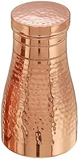 Pure Copper Bedroom Water Bottle Jar In Hammered Design Joint Free Water Pot For Home College Office Travel- Pack Of 1 Copper Water Canister (1000 ML)