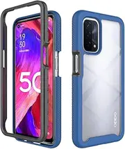 Oppo A74 5G / A54 5G Case, EabHulie Dual Layer Transparent Back Rugged Bumper No Slip Shockproof Full Body Protective Case Cover for Oppo A54 5G/A74 5G Navy