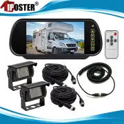 HD 7" Rear view Mirror Monitor+2x Reversing CCD Camera Trailer Cable For Caravan