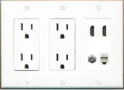 1 Port COAX 2 HD PHONE Wall Plate-2 Outlet White
