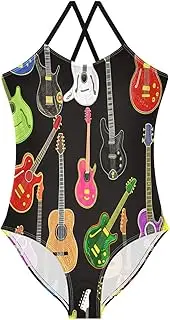[RPLIFE] Girl Bathing Suits 3-10 Y Beach Bathing Suits Girls, Colorful Guitars Black