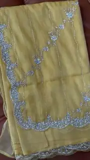 Yellow Netted Saree