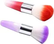 Gogogmee 2pcs Nail Art Dust Brush Versatile Nail Powder Cleaner Makeup Brush for Salon Home Use Mixed Colors Easy to Carry