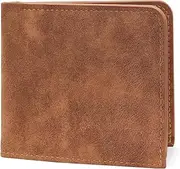[AfitLulu] Mens Wallets Fashionable Retro Leather Wallets for Men, Slim Credit Card Holder Wallet Practical Small Purses for Men with Double-Layer Cash Compartments, 5 Card Slots, 1 Photo Slot, Brown,