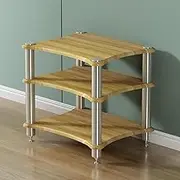 AV Media Stand, Media Storage Cabinet, Professional Media Console Cabinet, Audio Rack Tower, Stereo Stand for Record Player, TV Box, Corner Entertainment Center,Oak Color 3 Tiers