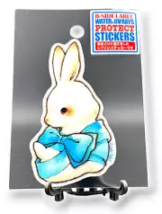 Rabbit Sticker from Japan Fluffy Bunny White Blue Ribbon Quirky Fun B-Side Label
