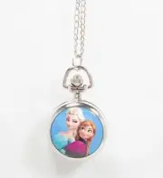 Frozen Elsa & Anna Sisters Silvertone Finish Pendant Timepiece