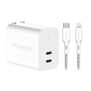 Innergie 台達電 C6 Duo (摺疊版)充電器+Lightning to USB-C iphone線【快充組】