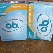 2 Pk O.B. Original Non-Applicator Tampons Super Plus Absorbancy 40 Count