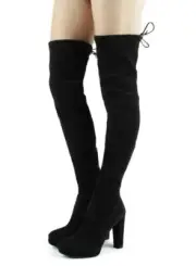 $865 Stuart Weitzman Plathighland Black Suede Over-the-knee Platform Boot