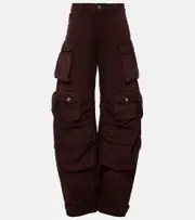 [The Attico] The Attico Fern faded cargo barrel-leg jeans 24 burgundy