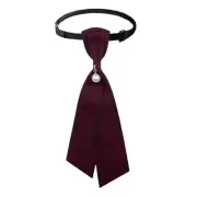 Bow Ties for Women, Adjustable Womens Tie with Artificial Pearl for School Red
