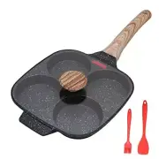 Egg Pan, Egg Frying Pan with Lid Nonstick 4 Cups Pancake Pan Fried + lid Black