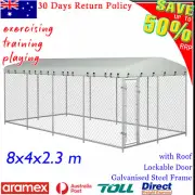 Large Dog Kennel Run Cage Playing Training Exercise Enclosure Playpen with Roof