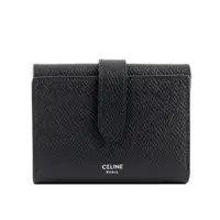 在飛比找誠品線上優惠-【CELINE】FINE STRAP 牛皮壓釦三折短夾(黑色