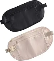 [Luxiremi] 2 Pcs Money Belts Bag for Travel Hidden, Anti-Theft Waterproof Pouch - Secure, Comfortable, Adjustable Elastic Concealed Money Belt for Women Men Running Dog Walking, Black ， Khaki, elegance