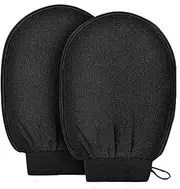 Exfoliating Gloves, Pack of 2, Massage Exfoliating Gloves, Hamam Glove, Exfoliating Gloves for Body and Face (Black)