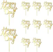 10Pcs Happy Mother's Day Cake Toppers Cupcake Toppers Double Sided Acrylic Sticks Motherday Cake Toppers for Mom Party Favors