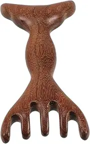 LALADEFIEE Wooden Massage Comb Double Antler Shape Scalp Massager Tool for Hair Growth