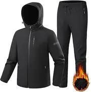 [ZSCAL] Ski Jacket and Pants Set for Men, Men's Mountain Windproof Waterproof Winter Outdoor Ski Suit Set, Windproof and Wear-Resistant Mountaineering Clothing Set, for Snow Sport (Color : Black, Size : 5X-