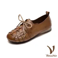 在飛比找momo購物網優惠-【Vecchio】真皮跟鞋 低跟跟鞋 交叉跟鞋/真皮頭層牛皮