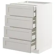 METOD base cb 4 frnts/2 low/3 md drwrs, white Maximera/Lerhyttan light grey, 60x60x80 cm