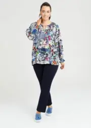 VIRTUELLE by TAKING SHAPE BEAUTIFUL FLORAL TOP SHIRT BLOUSE- SIZE 22 - AS NEW