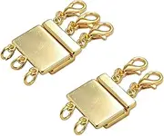 2 Pcs Gold Layered Necklace Clasps for Layering Jewelry Crafts, DIY Jewelry Making (2 Strands and 3 Strands)