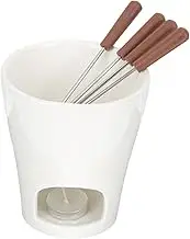 BRIGHTFUFU Fondue Pot Set Ceramic Melting Furnace Ideal for Fondue Fork Perfect for Cheese Chocolate Easy to Use