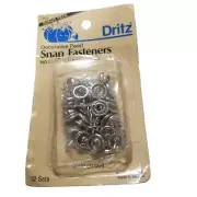 Vintage Pack of 12 Dritz Pearl Decorative Snaps Fasteners Size 7/16" White