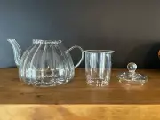 Personal Glass Teapot Hand Blown With Lid And Infuser New