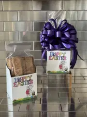 Easter Gift Basket/Box & 1/2 Pound of Lotus Biscoff Cookies Wrapped & Purple Bow