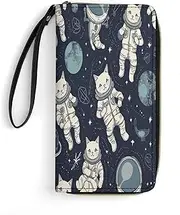 [BFGWK] Large Wallet Novelty Fun Astronaut Printing Long Wallet With Zipper Leather Wallet Suitable For Both Men And Women, style, 19.7x10.5cm, Style, 19.7x10.5cm, 现代