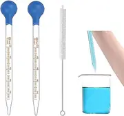 Glass Pipettes Dropper - 2 Pieces 10 ml Measuring Pipette with Rubber Pipetting Ball & Cleaning Brush - Precise Dropper Pipette for Laboratory, Medical & School - Laboratory Pipette Made