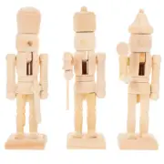 3 Pcs Plain Nutcracker Figures Puppets Decoration DIY Child