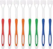 Boao 8 Pieces Three Sided Toothbrush Autism Travel Sensory Toothbrush for Complete Teeth and Gum-Care, Great Angle Bristles Clean Each Tooth, Soft/Gentle (Green, Blue, Yellow, Red)