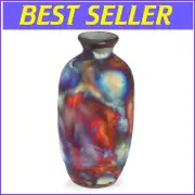 Handmade 7" Raku Clay Vase with Full Copper Matte Finish - Art Deco Elegance