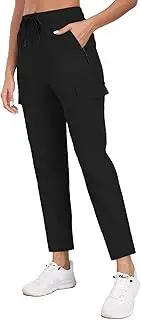 [TOIUUI] Women's Quick Dry Cargo Pants Water Resistant Hiking Pants Lightweight High Waisted Pants Zipper Pocket QYY24013