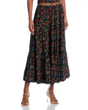 The White Lotus x Aqua Monkey Print Midi Skirt - Exclusive
