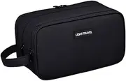 [Wesoke] Black Men's Toiletry Bag, Three Layer Hanging Toiletry Bag for Men Women, Water Resistant Travel Shaving Bag Toiletry Organizer Bags with Handle for Cosmetics Toiletries Brushes Tools