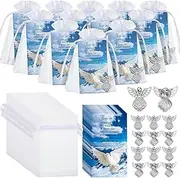 Inbagi 100 Sets Memorial Angel Pins Bulk Funeral Favors Includes 100 Angel Lapel Pin Brooches 100 Peace Dove Poem Cards 100 Organza Bags Memorial Sympathy Gifts Charms Presents for Guests Family Loss