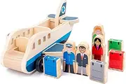 Wooden Passenger Plane Set, Toy Airplane with 4 Play Figures and 4 Suitcases for Toddlers, Classic Wooden Toys Perfect for Role-Playing and Skill Development Toy Airplane