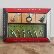 Wine Glass Charms Set of 6 Christmas Candy Canes Candy Xmas Colourful Party Cups