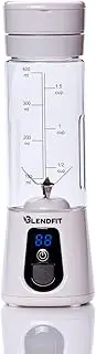 [BLENDFIT] Portable Blender, 4000mAh USB Rechargeable Personal Mixer, Smoothie Maker, Portable Ice Blender, Mini Juicer for Shakes and Fruit Juices, 6 Stainless Steel Blades, BPA Free 450ml Bottle (WHITE)