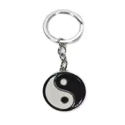 YIN YANG KEYCHAIN Metal Enamel Key Chain Ring 3.5" Martial Arts Tai Chi NEW Gift