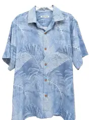 Tommy Bahama Mens Silk Camp Shirt Sz M Florral Blue Button Up