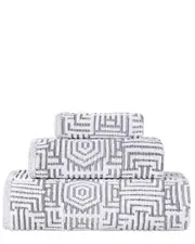 Superior Jasper Cotton Modern Geometric Jacquard Plush 3pc Towel Set