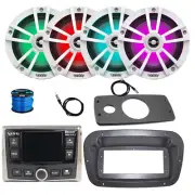 JBL Marine Radio, 4x 6.5" 225W LED White Speakers w/ANT,Wire,Spa Bezel, Adapter