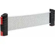Extendable table tennis net for easy mounting on table tops, ideal for travel, vacation or in the garden